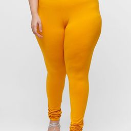 De Moza Women Yellow Solid Cotton Churidar-Length Leggings-image-95