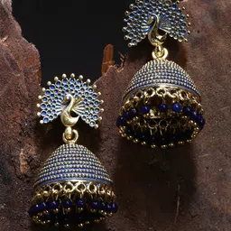 ANIKAS CREATION Gold-Plated Artificial Beads Contemporary Jhumkas-53