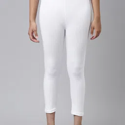 Go Colors Girls White Solid 3/4th Length Legging-image-13