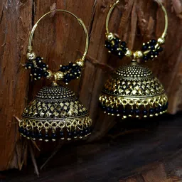 ANIKAS CREATION Gold-Plated Contemporary Jhumkas Earrings-74