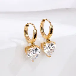 Zavya 925 Pure Sterling Silver Gold-Plated Cubic Zirconia Studded Hoop Earrings-27