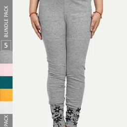 IndiWeaves Girls Pack Of 5 Printed Pure Cotton Ankle Length Leggings-image-79
