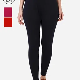 BUY NEW TREND Women Pack Of 3 Solid Ankle-Length Leggings-image-47