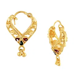 Vighnaharta Gold-Plated Floral Hoop Earrings-68