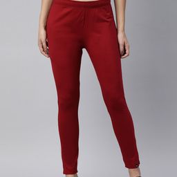 Twin Birds Women Burgundy Solid Cotton Sleek Ethnic Knitted Kurti Leggings-picture-10