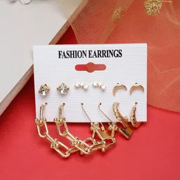 DressBerry Gold-Plated Contemporary Artificial Stones Studs Earrings-0