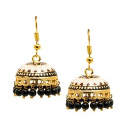 Shining Jewel - By Shivansh Gold-Plated Dome Shaped Kundan Jhumkas Earrings-55
