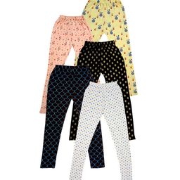 IndiWeaves Girls Pack of 5 Printed Ankle-Length Pure Cotton Leggings-image-71