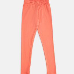 Pantaloons Junior Girls Coral Pink Solid Leggings-image-49