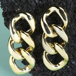 Bohey by KARATCART Gold-Plated Contemporary Chain Design Drop Earrings-image-13
