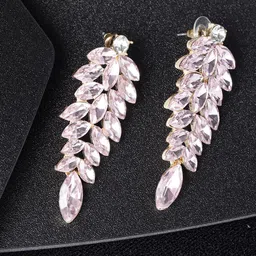 DressBerry Gold-Plated & Pink Leaf Shaped Drop Earrings-15