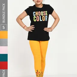 IndiWeaves Girls Pack Of 5 Printed Skin friendly dyes Pure Cotton Ankle Length Leggings-image-71