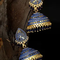 ANIKAS CREATION Gold-Plated Contemporary Jhumkas Earrings-76