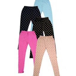 IndiWeaves Girls Pack Of 5 Printed Ankle Length Pure Cotton Leggings-image-33