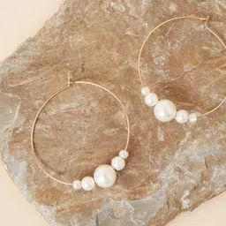 Accessorize London Women's Oversized Pearl Hoop Earring pearl-17
