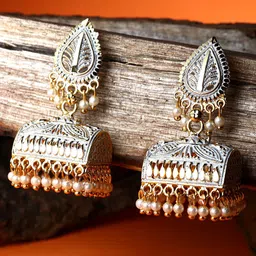 ANIKAS CREATION Gold-Plated Contemporary Jhumkas Earrings-36