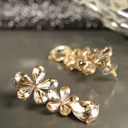 DressBerry Gold-Plated Artificial STones Contemporary Drop Earrings-15