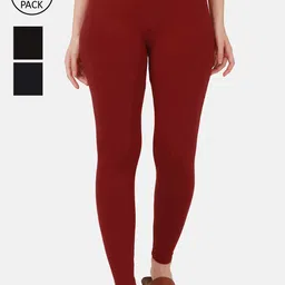 BUY NEW TREND Women Pack Of 3 Solid Ankle-Length Cotton Leggings-image-94