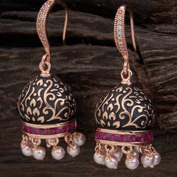 Kushal's Fashion Jewellery Rose Gold-Plated Dome Shaped Jhumkas Earrings-picture-29