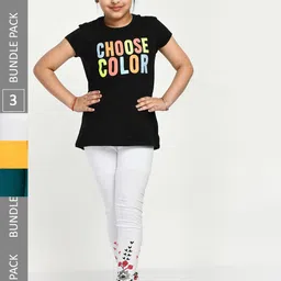 IndiWeaves Girls Pack Of 3 Printed Skin friendly dyes Pure Cotton Ankle Length Leggings-image-87