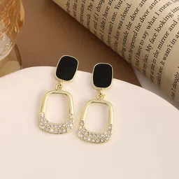 Krelin Gold Plated Stainless Steel Artificial Stones Drop Earrings-4