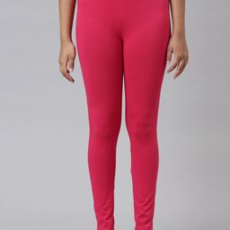 Go Colors Girls Fuschia Ankle Length Leggings-image-97