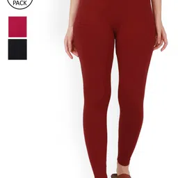 BUY NEW TREND Women Pack of 3 Solid Ankle-Length Leggings-image-65