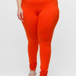 De Moza Women Orange Solid Churidar-Length Cotton Leggings-picture-10