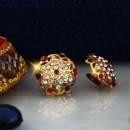 Vighnaharta Gold-Plated Floral Jhumkas Earrings-3