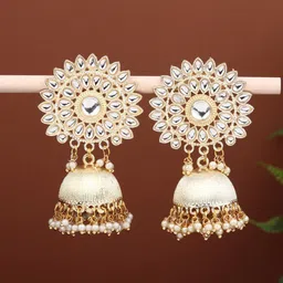 Anvik Gold-Plated Stone Studded Classic Jhumkas-30