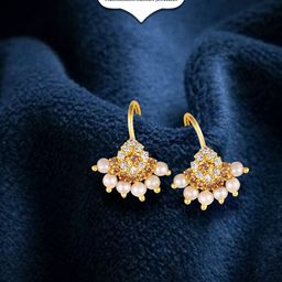 Vighnaharta Gold-Plated Artificial Beads Teardrop Shaped Bugadi Earrings-36