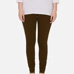 Vami Women Coffee Brown Solid Churidar-Length Leggings-picture-44