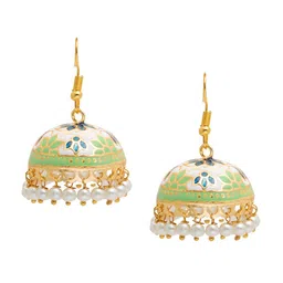 Shining Jewel - By Shivansh Gold-Plaetd Contemporary Jhumkas Earrings-image-56