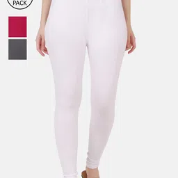 BUY NEW TREND Women Pack Of 3 Solid Ankle-Length Pure Cotton Leggings-image-69