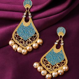 CELEBRAVO Brass-Plated Contemporary Drop Earrings-image-27