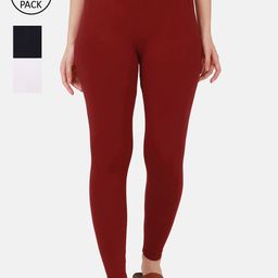 BUY NEW TREND Women Pack Of 3 Solid Ankle Length Leggings-image-88