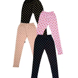 IndiWeaves Girls Pack Of 4 Printed Skin Friendly Pure Cotton Ankle Length Legging-image-15