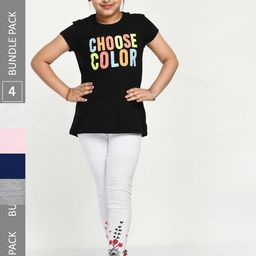 IndiWeaves Girls Pack Of 4 Printed Pure Cotton Ankle Length Leggings-image-63
