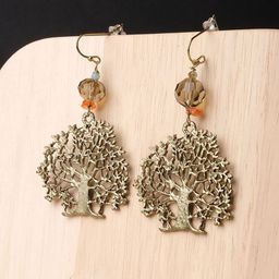XPNSV Gold-Plated Crystals Vintage Tree Drop Earrings-26