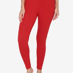 Vami Women Red Solid Ankle-Length Stretchable Leggings-picture-53