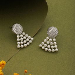 Saraf RS Jewellery Silver-Plated Contemporary Drop Earrings-33
