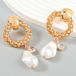 Bellofox Gold-Toned & White Obara Stone-Studded & Beaded Drop Earrings-17