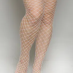 COLOR STYLE Self Design Semi Sheer Lace Up Thigh High Stockings-image-31