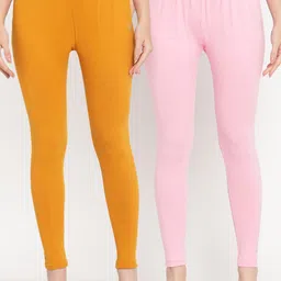 TAG 7 Women Pack Of 2 Solid Ankle Length Leggings-image-96