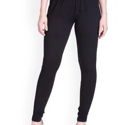 LYRA Women Black Solid Churidar Length Leggings-26