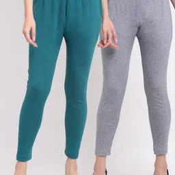 TAG 7 Women Pack Of 2 Solid Woollen Ankle Length Leggings-image-62