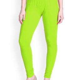 LYRA Women Lime Green Solid Churidar Length Leggings-image-93