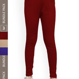 IndiWeaves Girls Pack Of 3 Woolen Ankle Length Leggings-picture-31