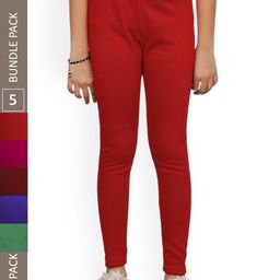 IndiWeaves Girls Pack Of 5 Woolen Ankle Length Leggings-picture-23