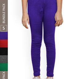 IndiWeaves Girls Pack Of 5 Ankle-Length Wool Leggings-picture-49